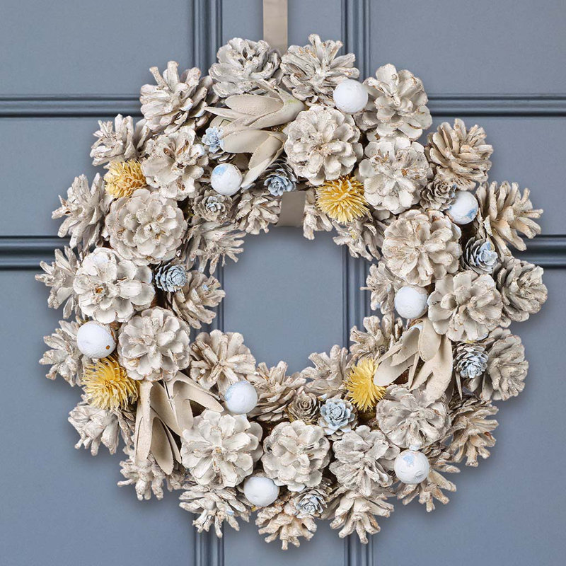 Handcrafted Faux Pinecones 36cm Wreath