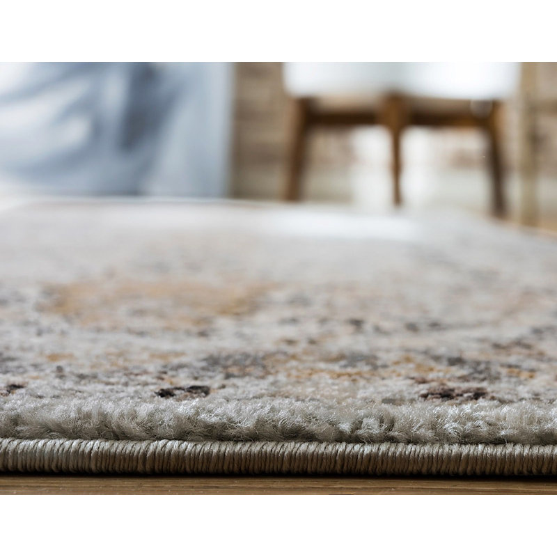 Tapis pour l'intérieur à motif oriental gris Kasha, Rectangle 5 pi x 8 pi