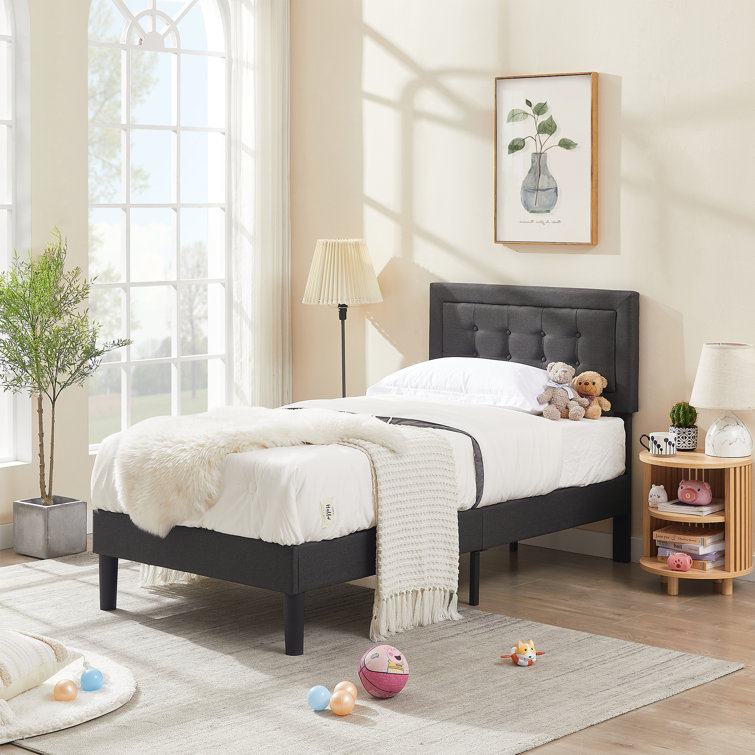 Kempst Upholstered Platform Bed Frame/Mattress Foundation with Height Adjustable Headboard
