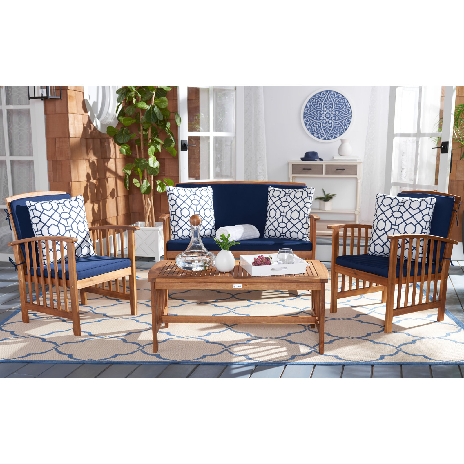 Delosreyes 4-Person Acacia Patio Seating Group