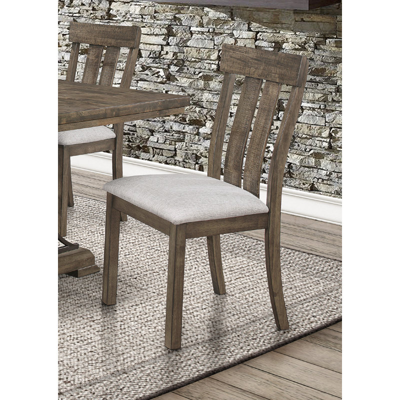 Chaise rembourrée 2 pièces en chêne brun et tissu gris