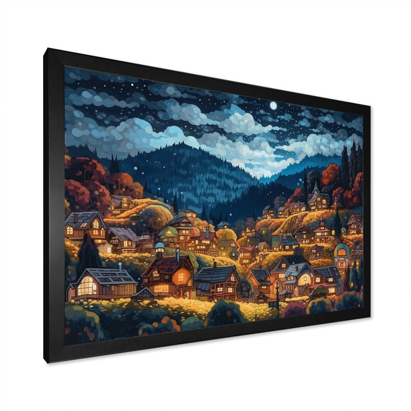 Petit village alpin de Steadham en automne I, Cadre photo noir, H 12 po x l 20 po x P 1 po
