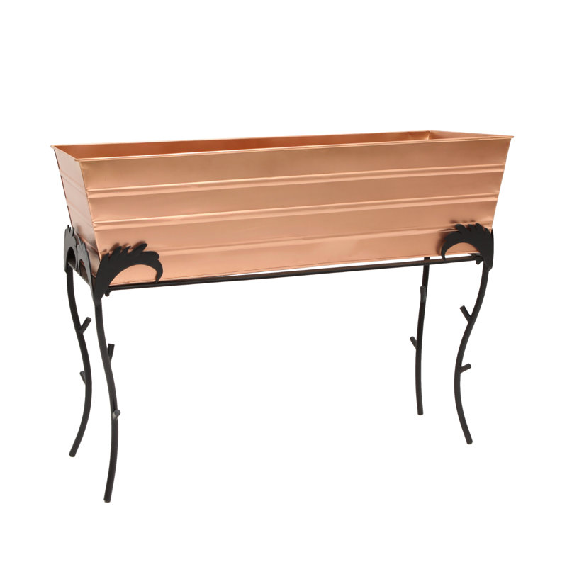 Lawrence Hill Metal Elevated Planter, 25.75"H x 35.25"W x 11"D, Copper