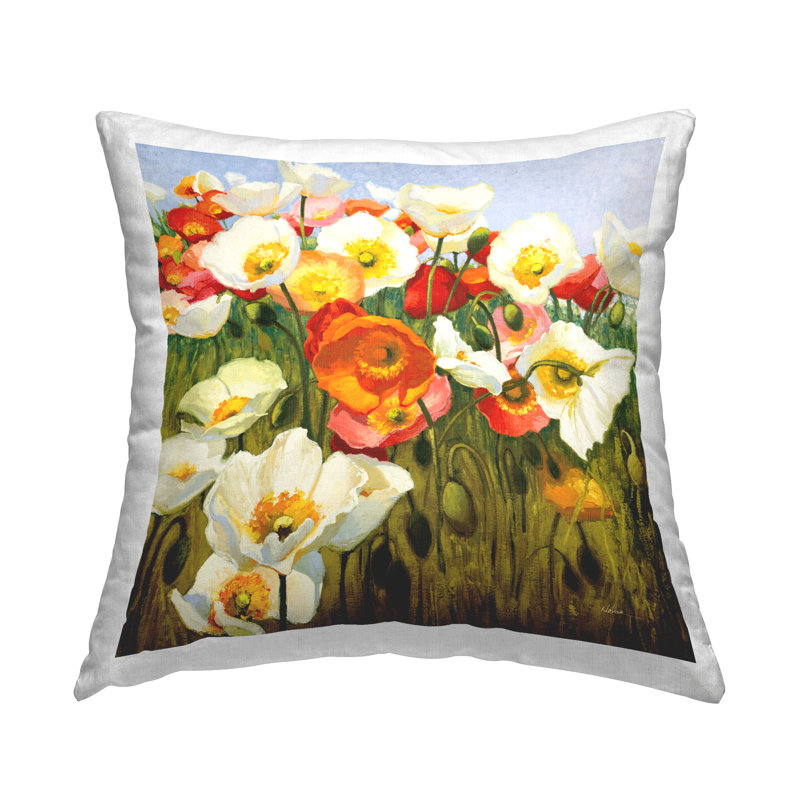 Coussin décoratif imprimé Lush Poppy Meadow par Shirley Novak
