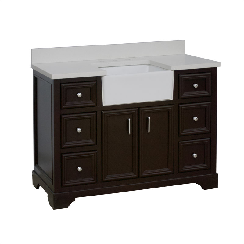 Ensemble de meuble-lavabo simple de 48 po Emiliano, Quartz, Chocolat