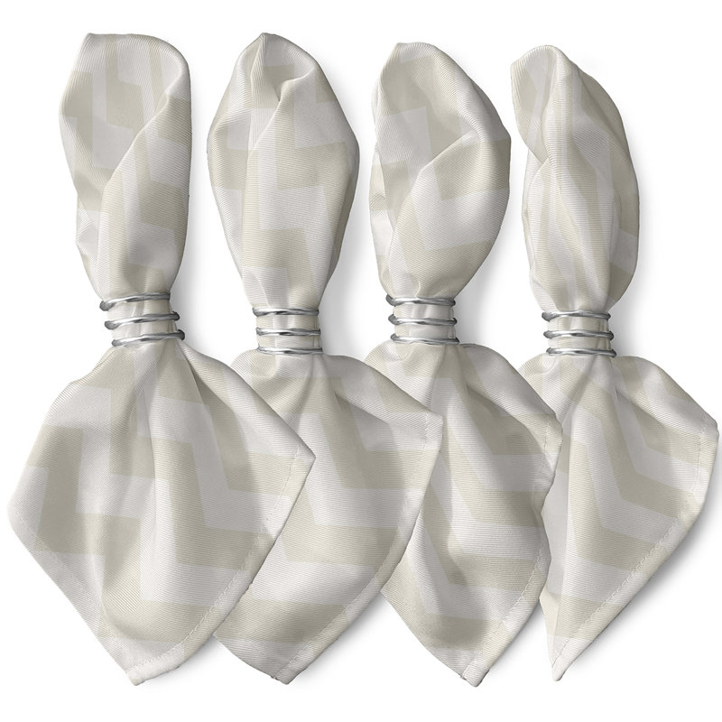 Lacrystal Polyester Chevron Square Napkin, Ivory