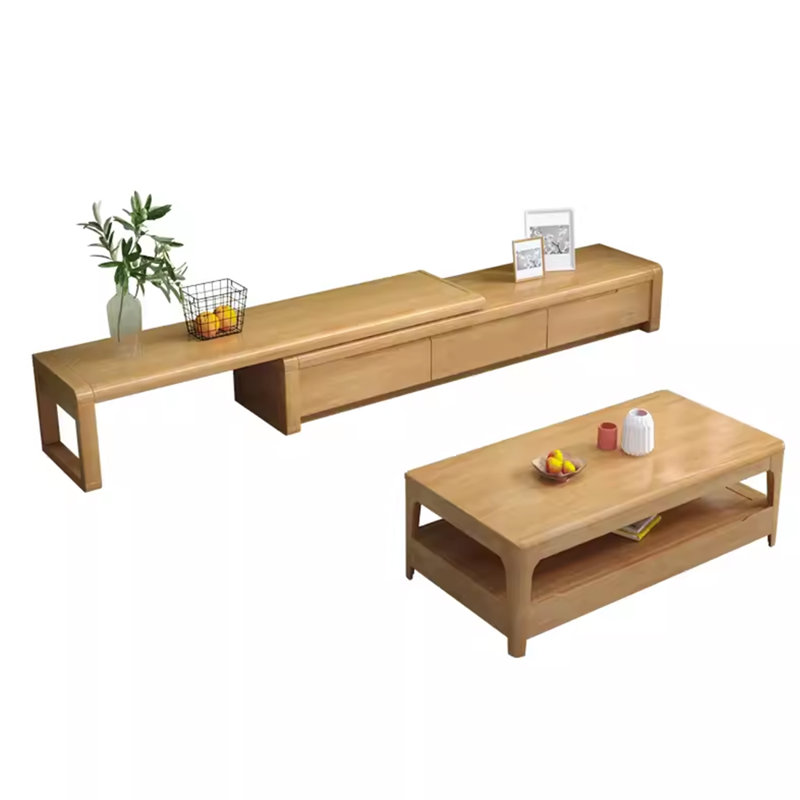 Ensemble de table de salon 2 pièces, Bois naturel