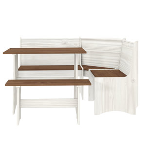 Breakfast Nook Kitchen Corner Dining Table Bench Chair Set with Storage, Space-Saving 3-4 Seat L-Shape for Farmhouse Family Home Wood