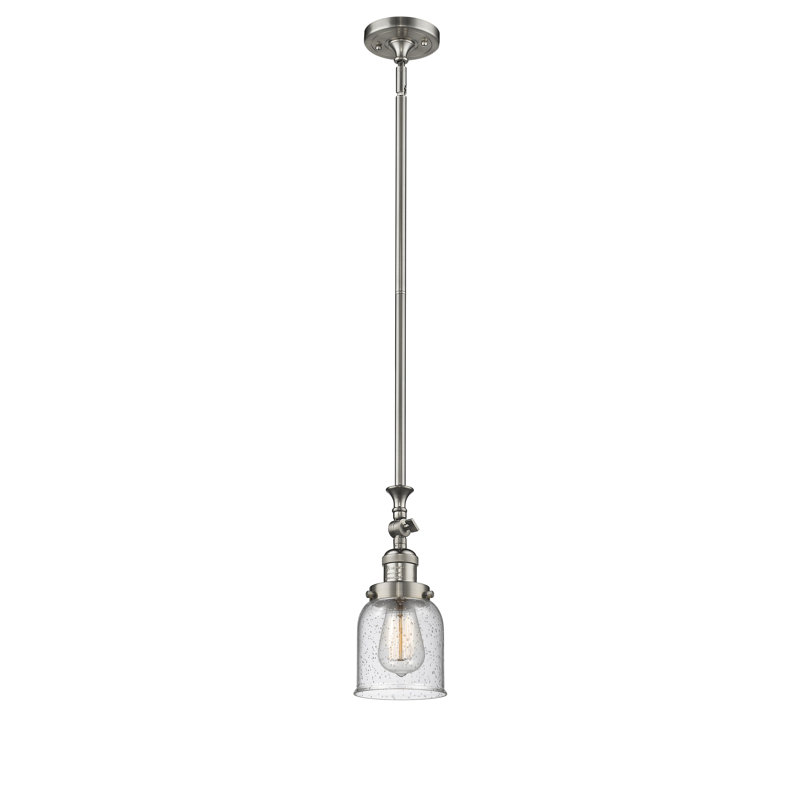 Luminaire suspendu en forme de cloche à 1 lumière Hardcastle, Transparent, Ampoule DEL 6 watts Vinage, Nickel satiné brossé
