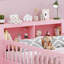 Superbe lit simple rose avec garde-corps et base de rangement pour tête de lit-642863633