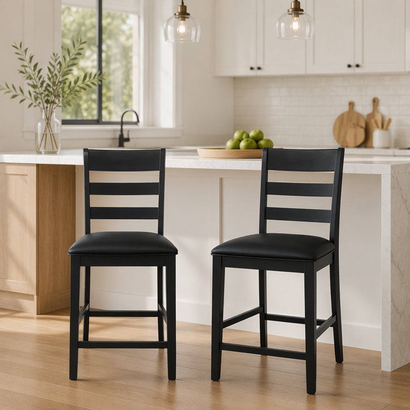 Ensemble de 2 tabourets de comptoir en bois rembourrés Farmhouse
