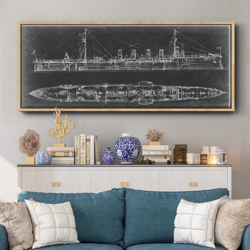 Bleu marine croiseur - plan, toile encadrée
