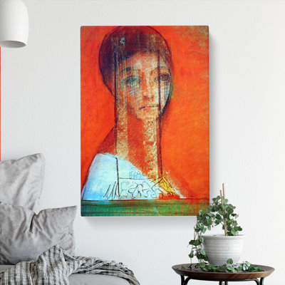 Veiled Woman by Odilon Redon - Wrapped Canvas