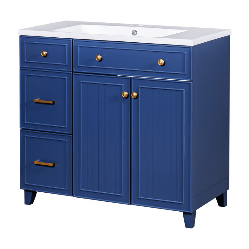 Meuble-lavabo 36 po en résine avec tiroir, porte, meuble-lavabo