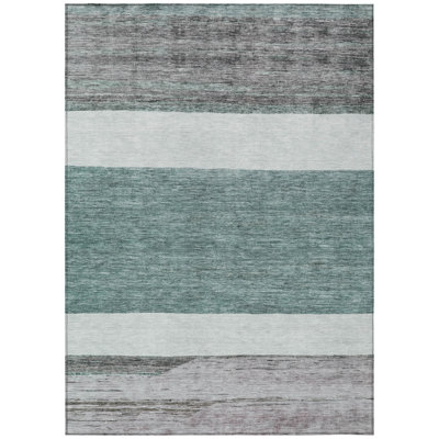 Chantissa Teal Washable Indoor-Outdoor Rug - LOOMLAN