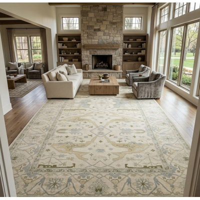 Très grand tapis oriental floral Oushak Hammed
