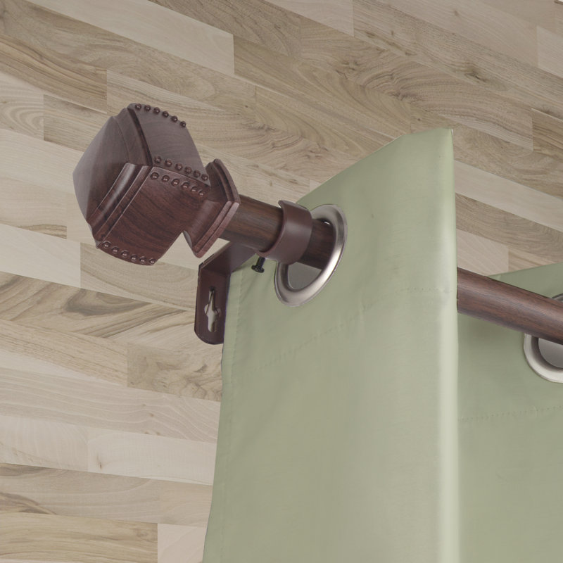 Tringle à rideaux simple en faux bois Alistar, 30" - 48", Noyer foncé