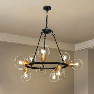 Luminaire de salle à manger à 9 lumières avec roue de chariot moderne pour îlot de cuisine