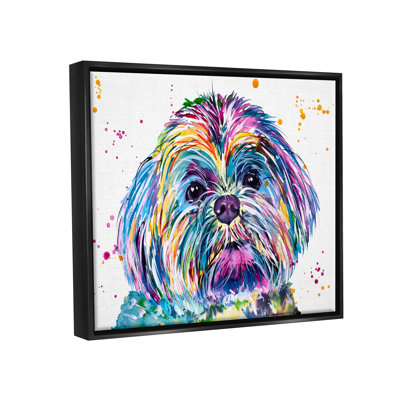 «Bold Rainbow Shih Tzu Dog Portrait Floater», art mural par Jen Seeley