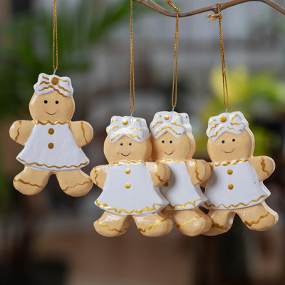 Dakota Fields Handmade Gingerbread Darlings Wood Ornaments (Set Of 4)