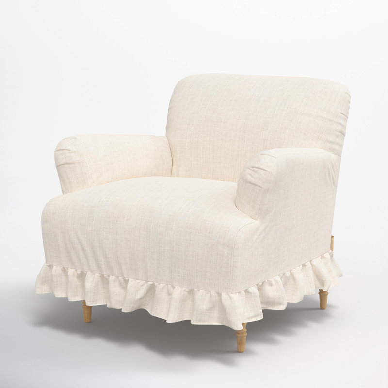 Elle Ruffle Slipcover Armchair, Classic Talc Linen