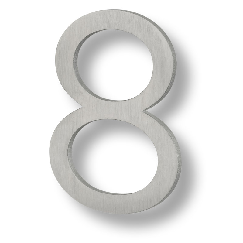 Numéro de maison flottante, 6 po, Aluminium brossé, 8