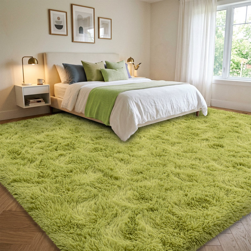 Solid Rug Soft Fluffy Grass Green Indoor Area Rug for Living Room Bedroom Nursery Kids Room, Rectangle 8' x 10', Grass Green