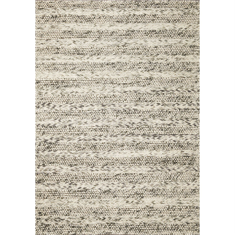 Tapis d'intérieur en laine tressé gris 3 po x 5 po