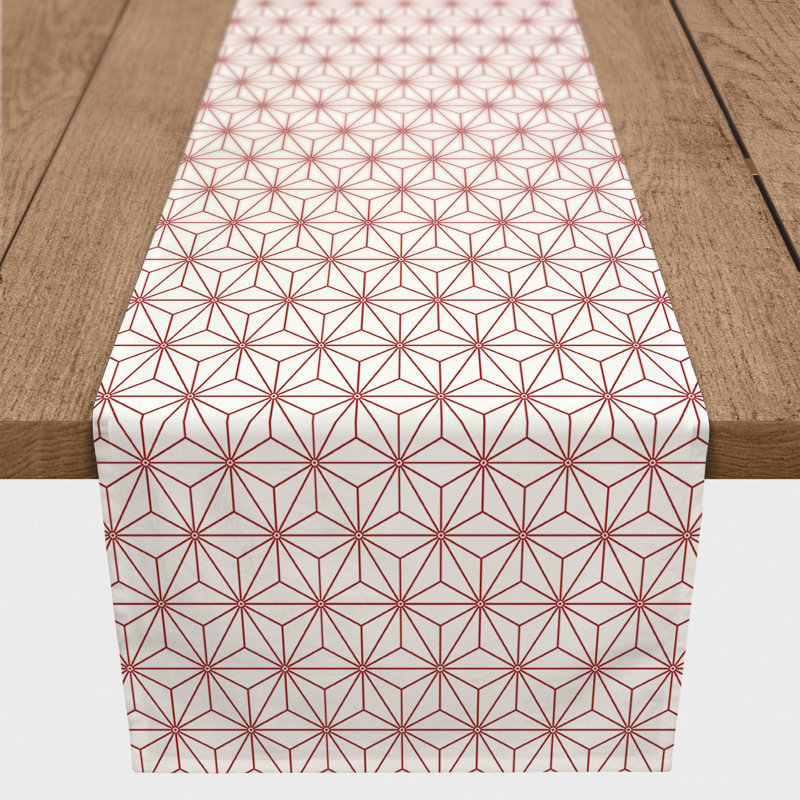 Chemin de table Hovig Geo, 90 po x 16 po, Rouge, Geometric 1