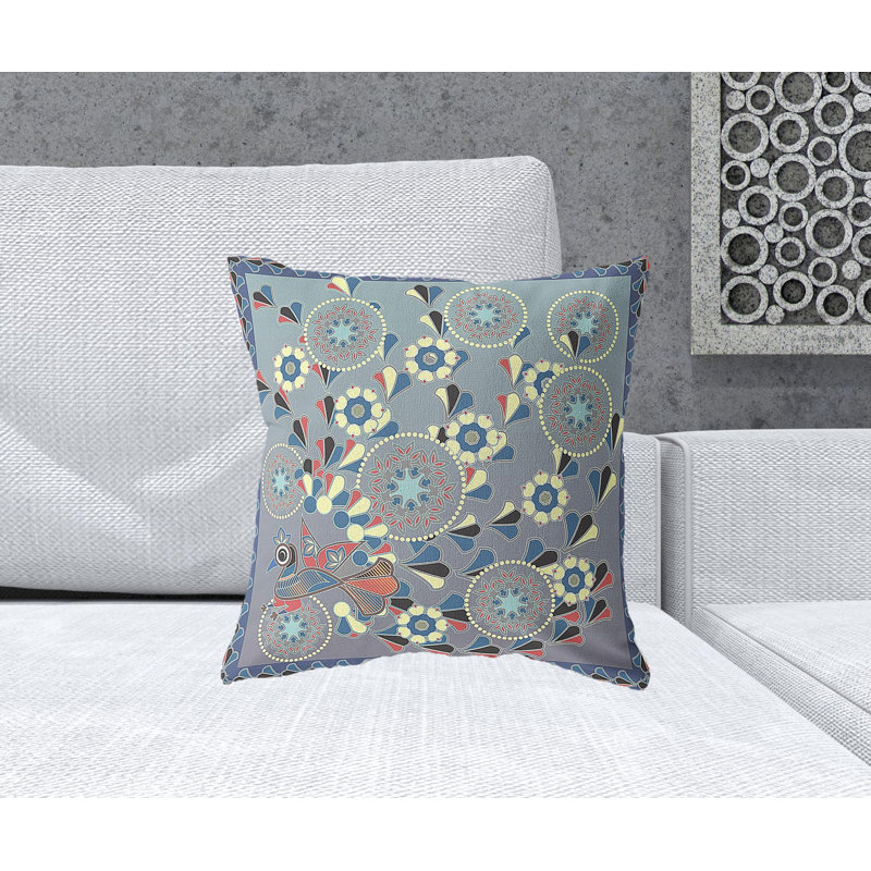 Coussin 18 po x 18 po, Bleu / gris