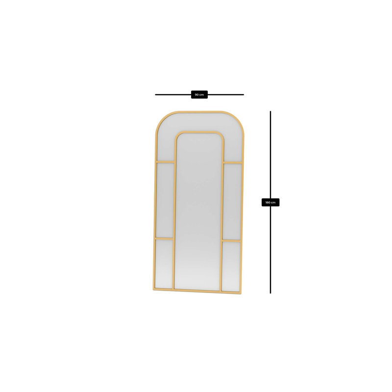 Elegant Gold Cheval Mirror, 35.4 x 70.9 Inches | 100% Metal Design, Wall-Mountable | Modern Glam Geometric Style for Dressing Rooms & Bedrooms, Perfect for Reflecting Light and Enhancing Space