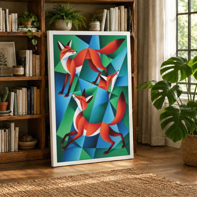 Interlocking Horses Geometric - Wrapped Canvas