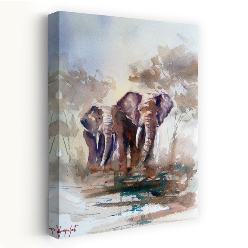 Éléphant 23, art mural contemporain, H 18 po x l 12 po