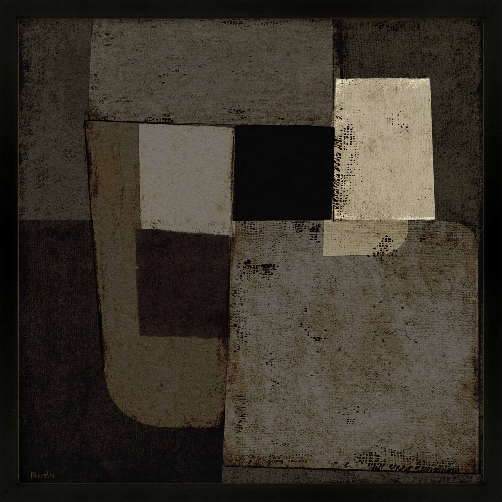 Night Shift 1 by Marco Marella for Studio M - Framed Wall Art, 30" H x 30" W, Paper, Black