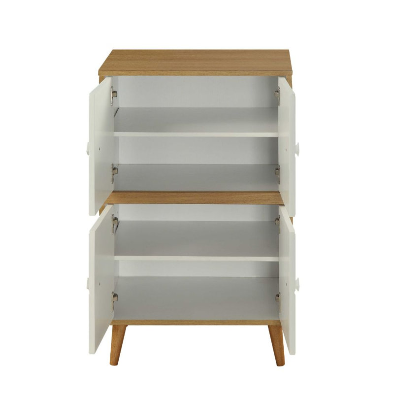 Armoire d'appoint rectangulaire Anita en blanc et naturel
