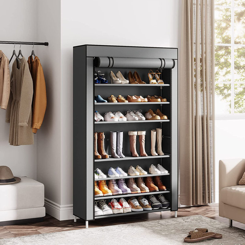 Range-chaussures à 10 niveaux avec housse, Gris