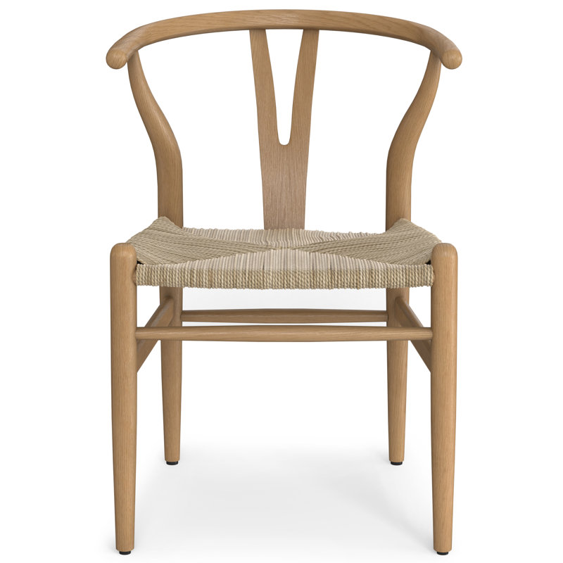 Chocolate Solid Wood Dining Chair with Y-Back Design in Mid-Century Modern Style (Set of 2), Natural