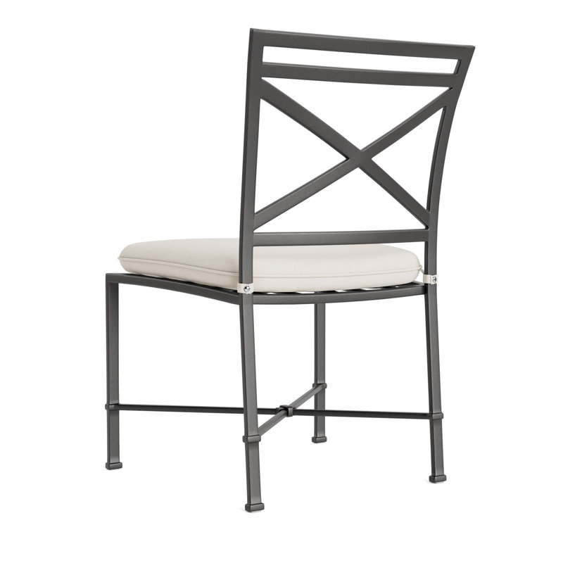 Venetian Outdoor Dining Side Chair, Fusion Natural, Textured Pewter, Tan