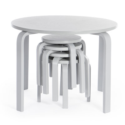 Toddler and Kids 5 Piece Round Table and Stool Set