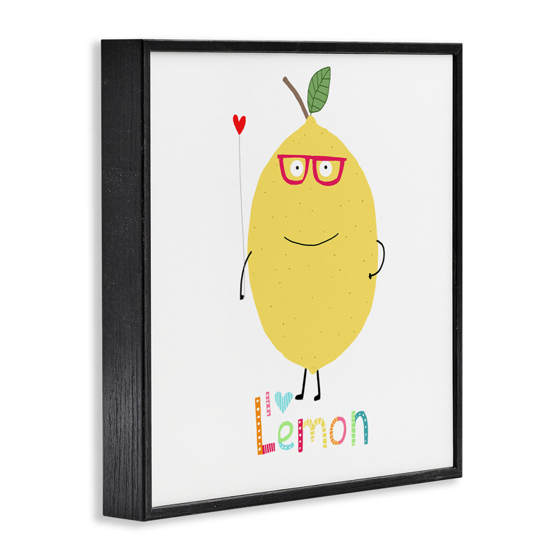 Art amusant, giclée encadrée de citron par Carla Daly, H 12 po x l 12 po, Giclée encadrée noir minuit