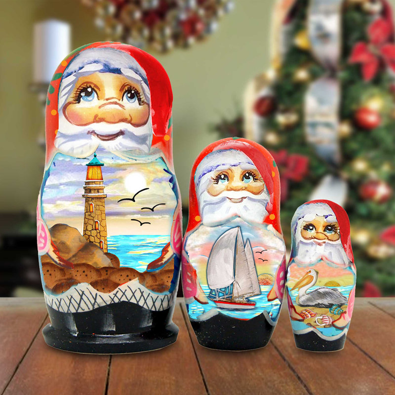Ensemble de poupées gigognes 3 pièces Santa Matreshka