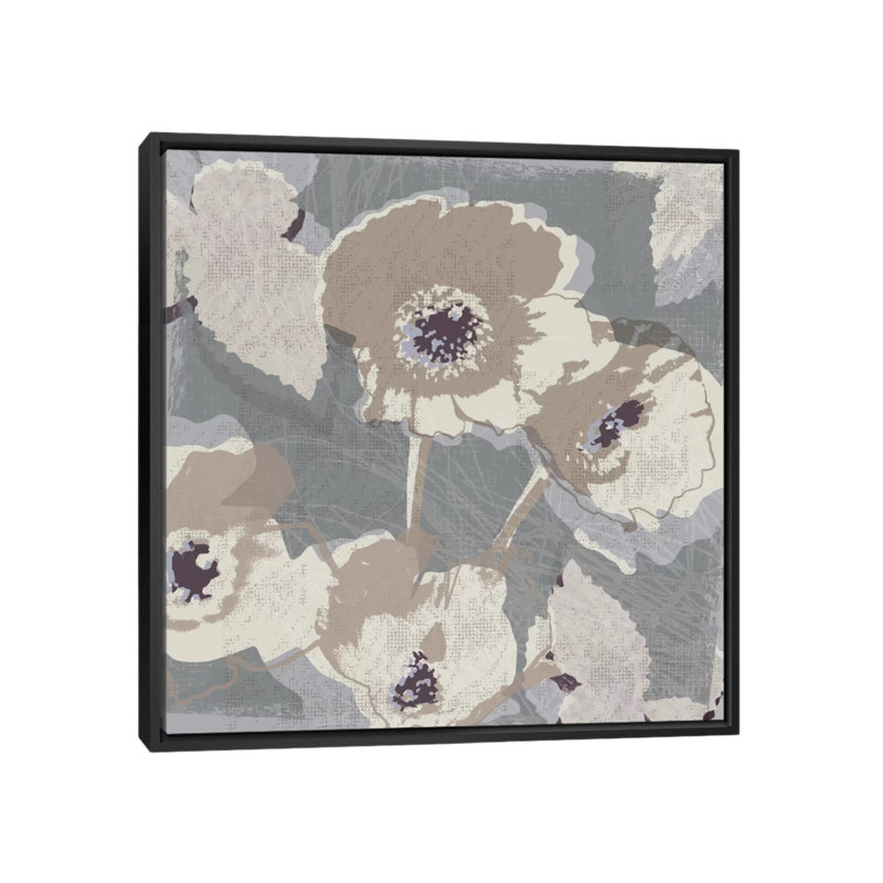 « fleur layers i », reproduction d’impression sur toile tendue, H 18 po x l 18 po x P 1,5 po, Toile avec cadre noir