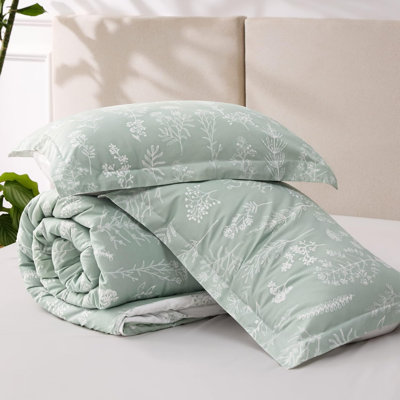 Ensemble d'édredon pour grand lit - édredon, ensembles d'édredon à motif floral mignon, 3 pièces, 1 édredon réversible doux à fleurs botaniques et 2 taies décoratives