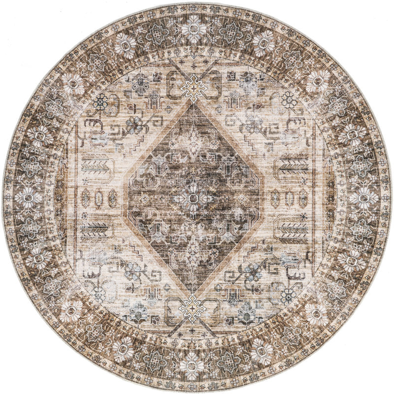 Tapis lavable à la machine Ecker Medallion, Rond 6 pi