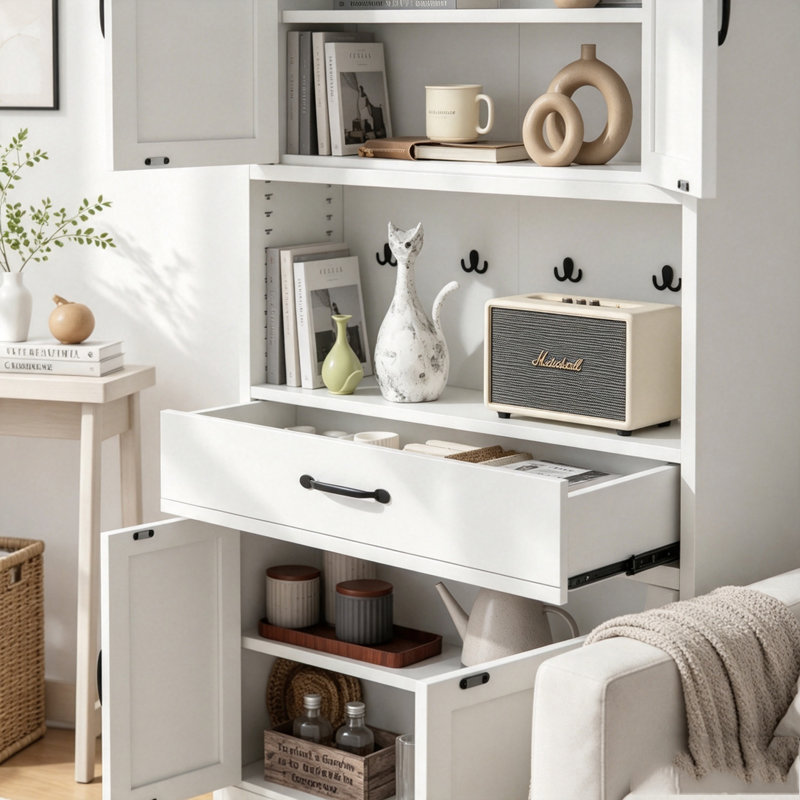 Armoire de rangement 71 po en acier blanc avec grand comptoir