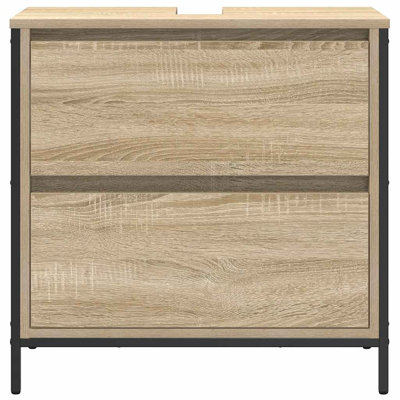 Bathroom Basin Cabinet With Drawers Sonoma Oak 60X34.5X60 Cm