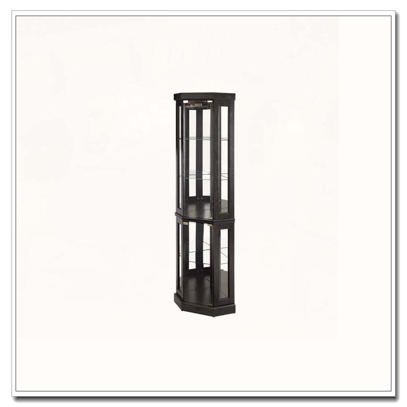 Lighted Corner Curio Cabinet - Display Case, 70" H x 15" W x 15" D
