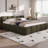 King Size Platform Bed with Thick Linen Headboard and Footboard, Upholstered Grounded Block Design, Solid Wood Support, No Box Spring Needed, 800 lb Capacity-1407780091