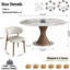 Table de salle à manger de style Mid-Century moderne en pierre frittée de 47 po / 53 po / 59 po pour 4/6/8/10, avec base en métal lourd-131101301-131101300-131101307