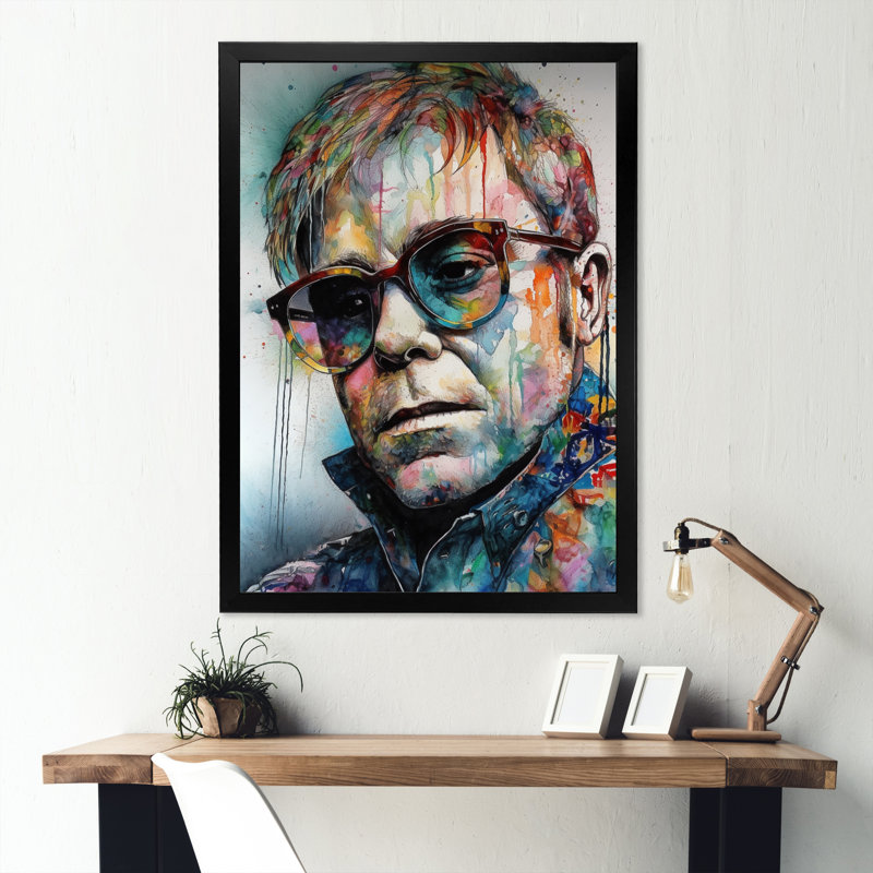 Illustration d'Elton - reproduction, Cadre photo noir, H 20 po x l 12 po x P 1 po